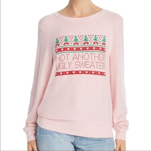 Wildfox Not Another Ugly Christmas Sweater Sweatshirt Pink Medium - Picture 1 of 11
